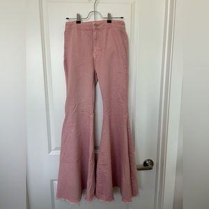 Wide Leg Pink Flare Jeans